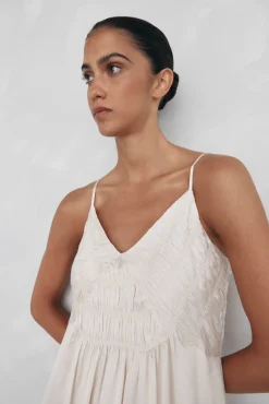 Vestido lencero detalle frunces