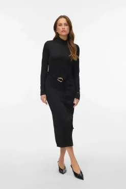 Vestido midi de punto cuello subido