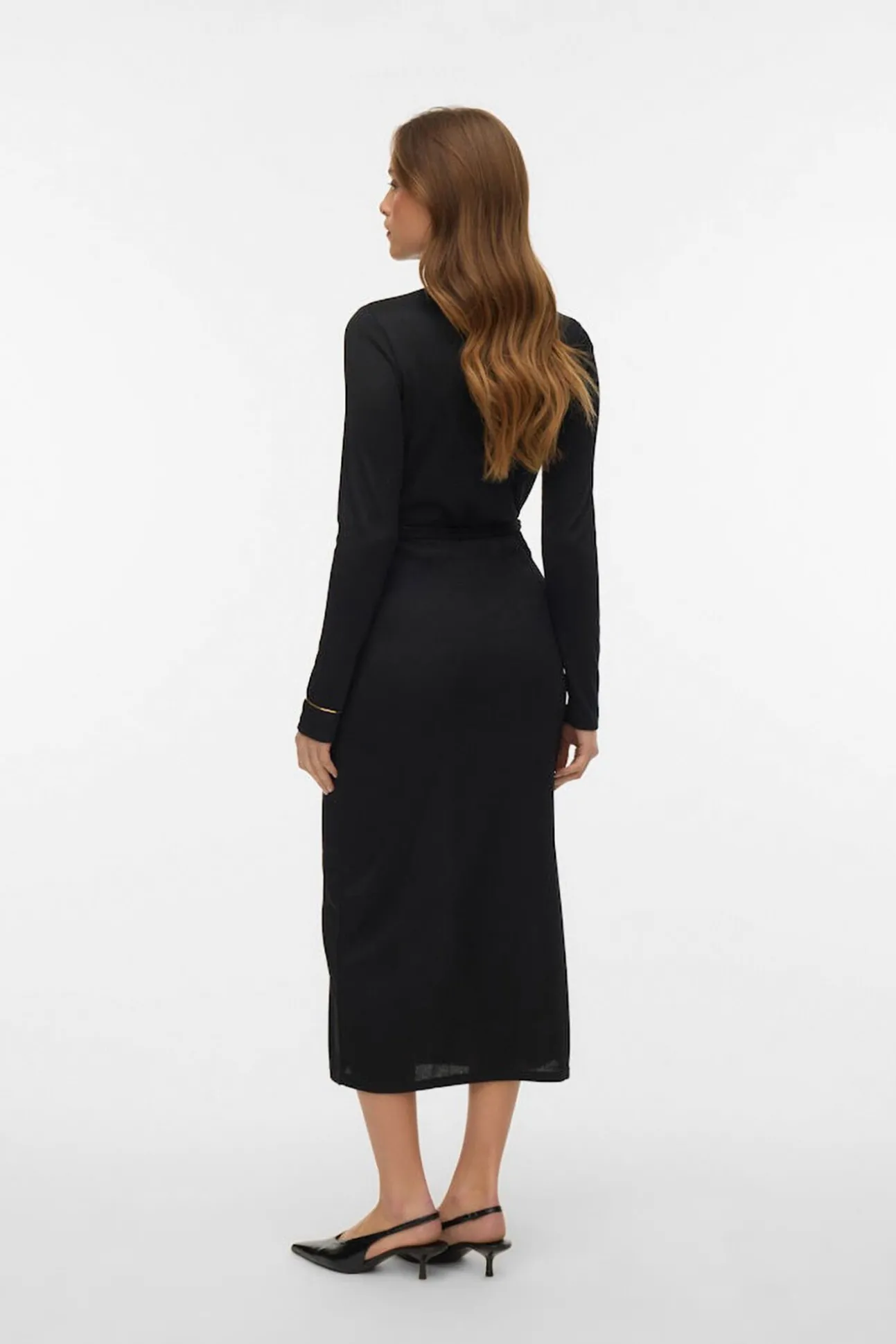 Vestido midi de punto cuello subido