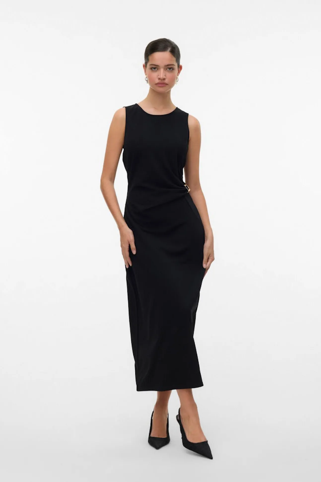 Vestido midi detalle hebilla