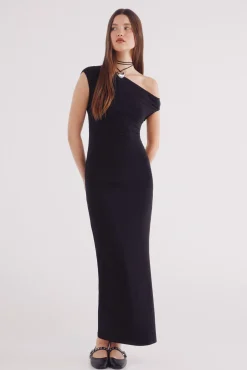 Vestido midi escote asimétrico