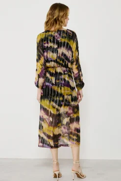 Vestido midi estampado con lúrex