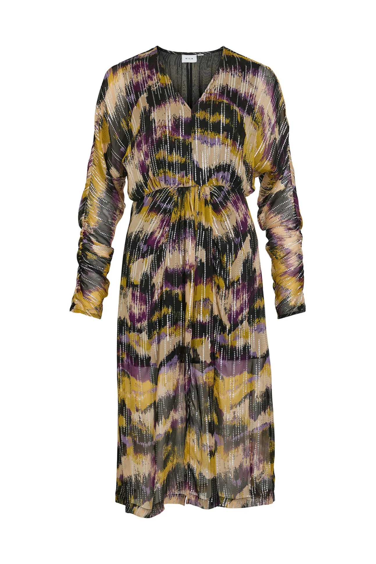 Vestido midi estampado con lúrex