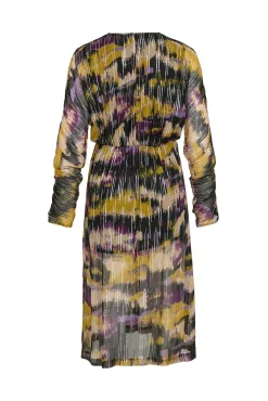 Vestido midi estampado con lúrex