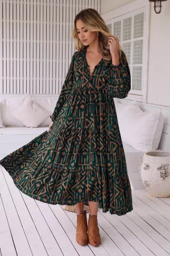 Vestido midi Eve estampado emerald