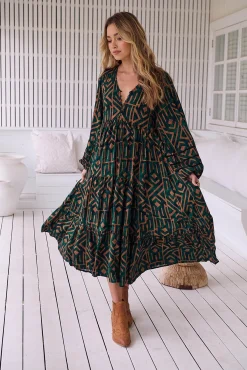 Vestido midi Eve estampado emerald