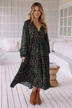 Vestido midi Eve estampado emerald
