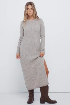 Vestido midi punto pointelle