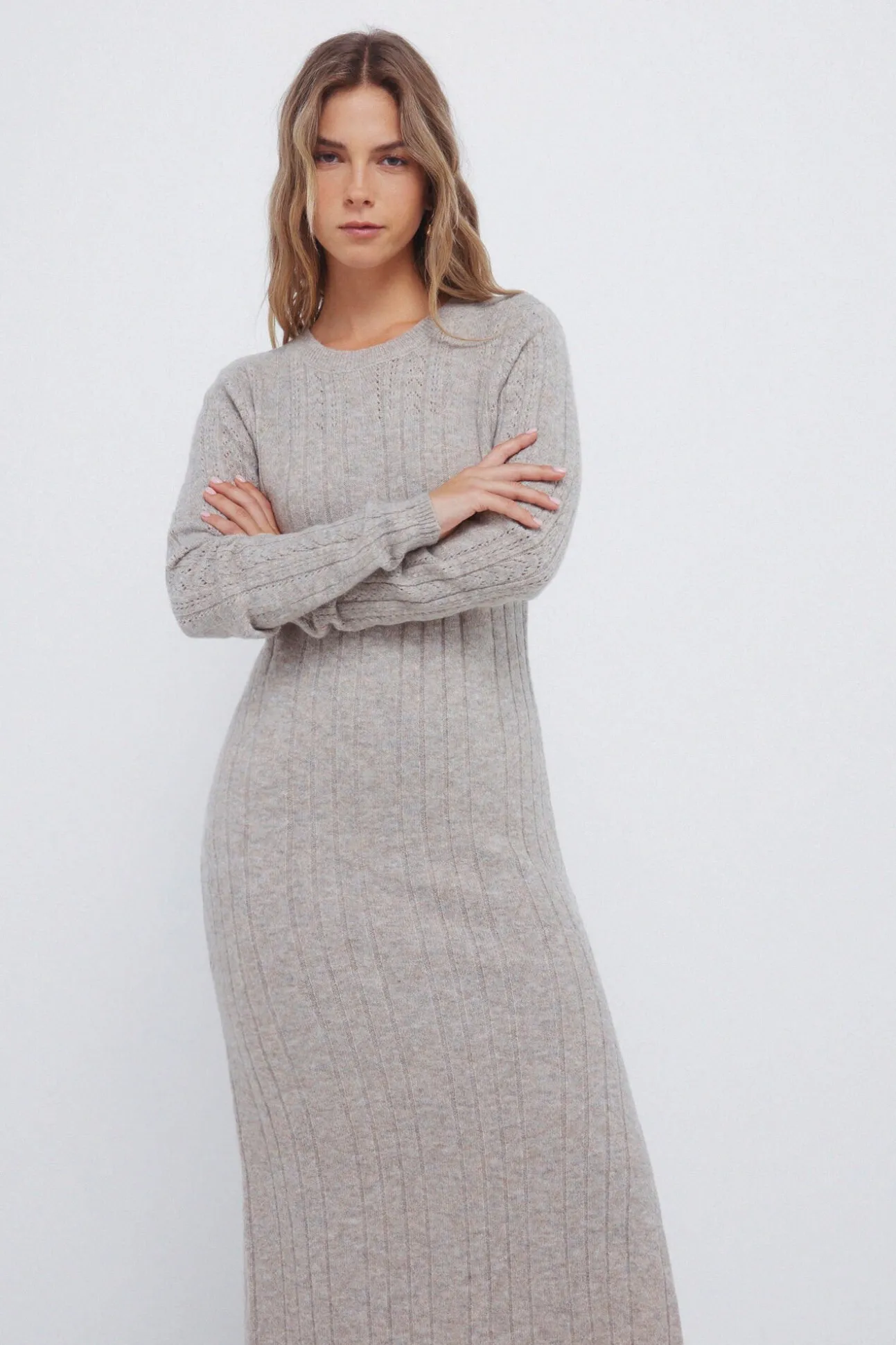 Vestido midi punto pointelle