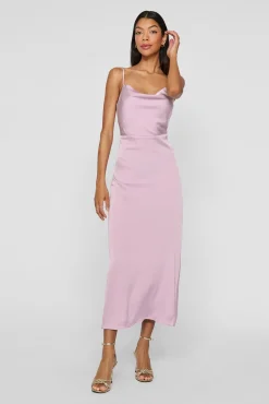 Vestido midi satinado
