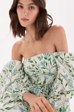Vestido palabra de honor estampado