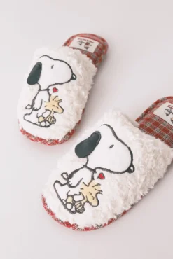 Zapatillas casa borreguito cuadros Snoopy