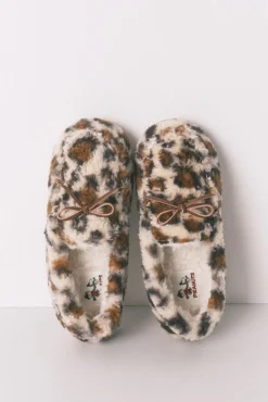 Zapatillas casa mocasín borreguito animal print