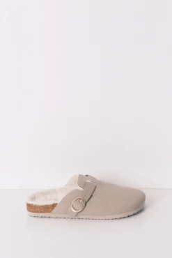 Zapatillas tipo zueco pelo gris