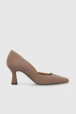 Zapatos de salón ante con escote cuadrado