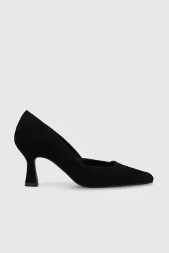 Zapatos de salón ante con escote cuadrado
